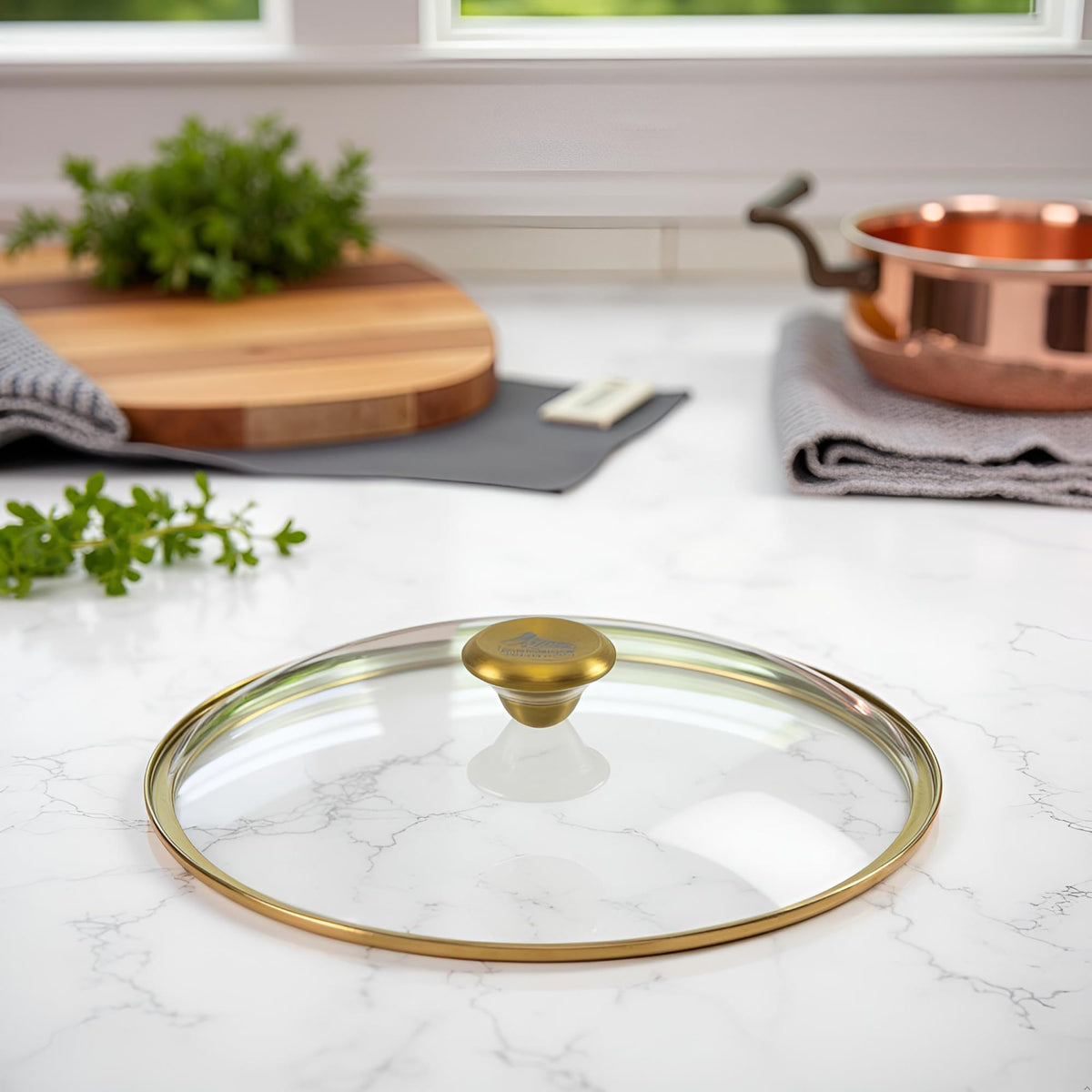 10" Tempered Glass Lid with Steam Vent & Stainless Steel Rim E693