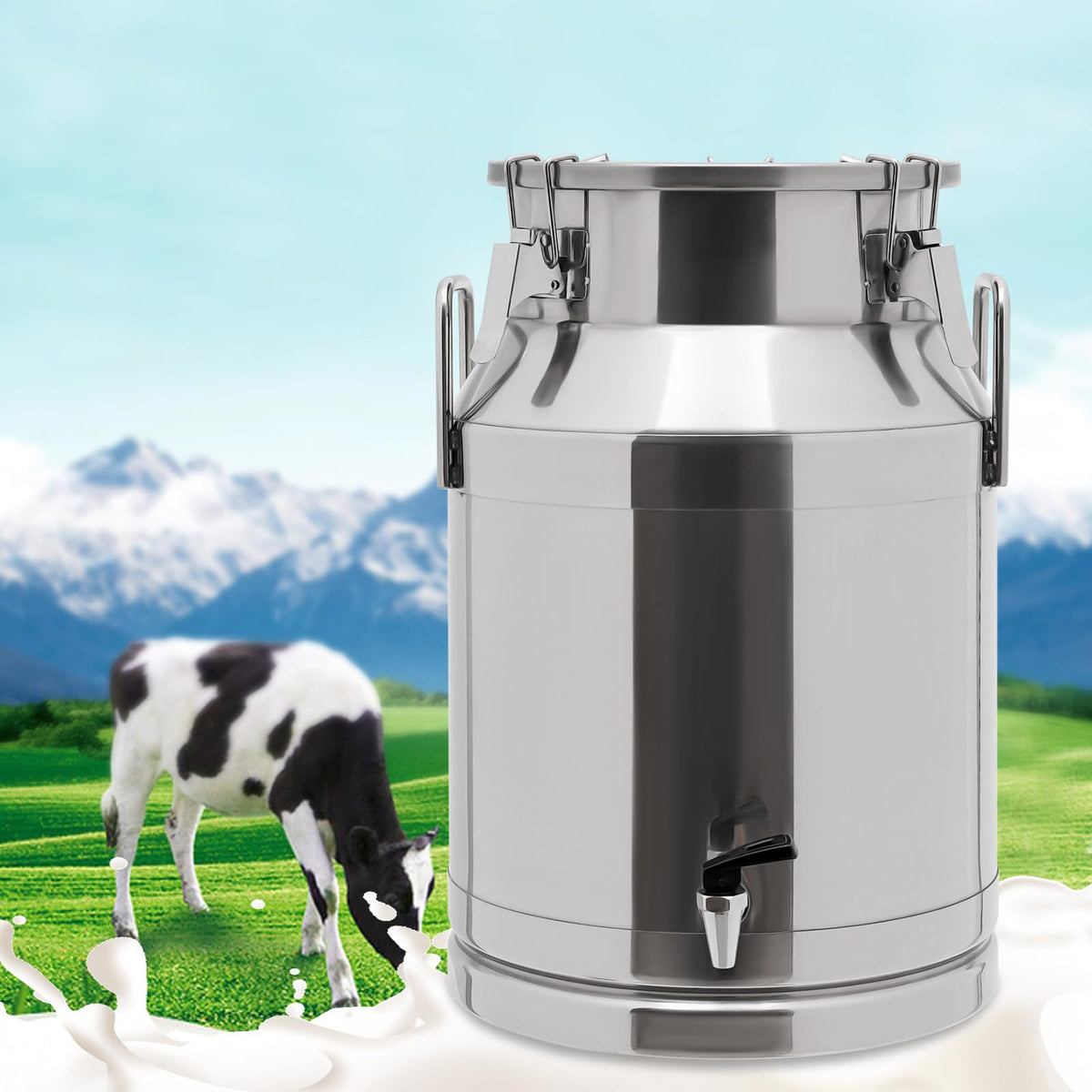 30L Stainless Steel Milk Can with Handle Sealed Lid and Faucet U265609