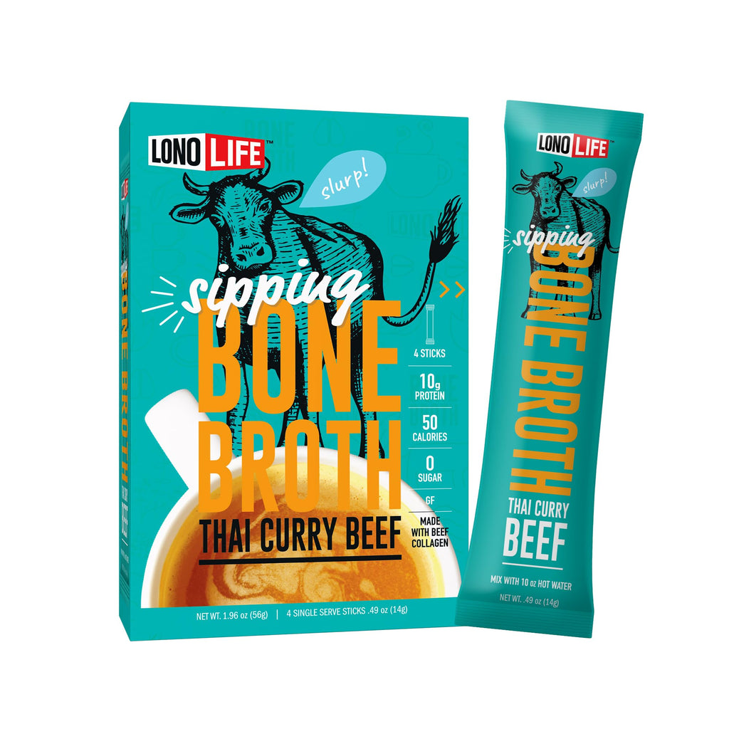 Thai Curry Beef Bone Broth Powder Mix 24 Stick Pack J8407
