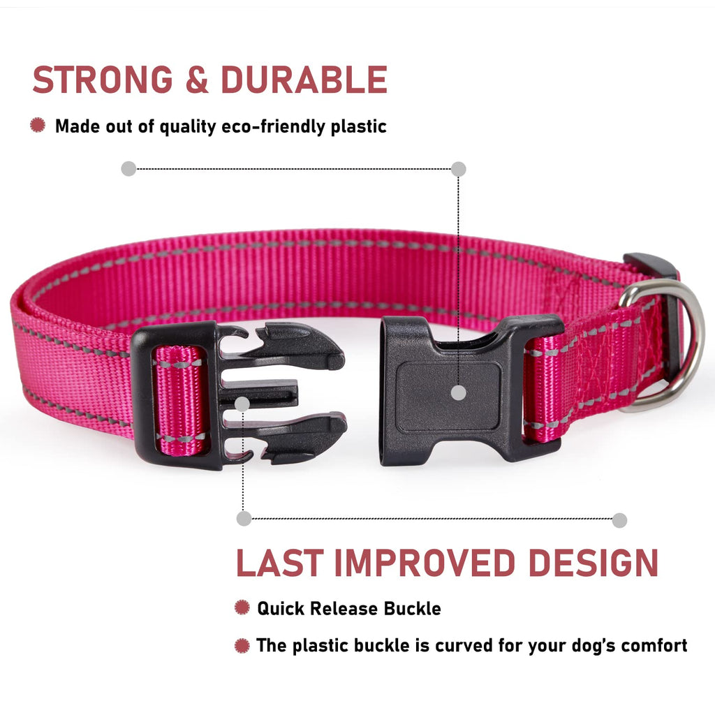 Reflective Adjustable Pink Dog Collar J92339