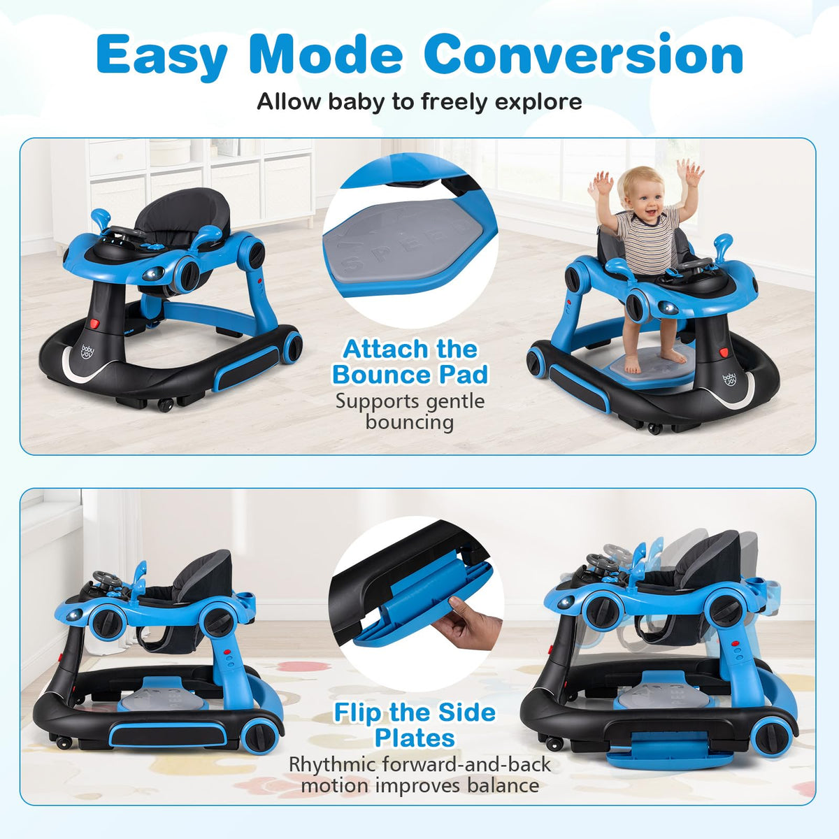 Foldable Adjustable Baby Walker with Wheels F7877