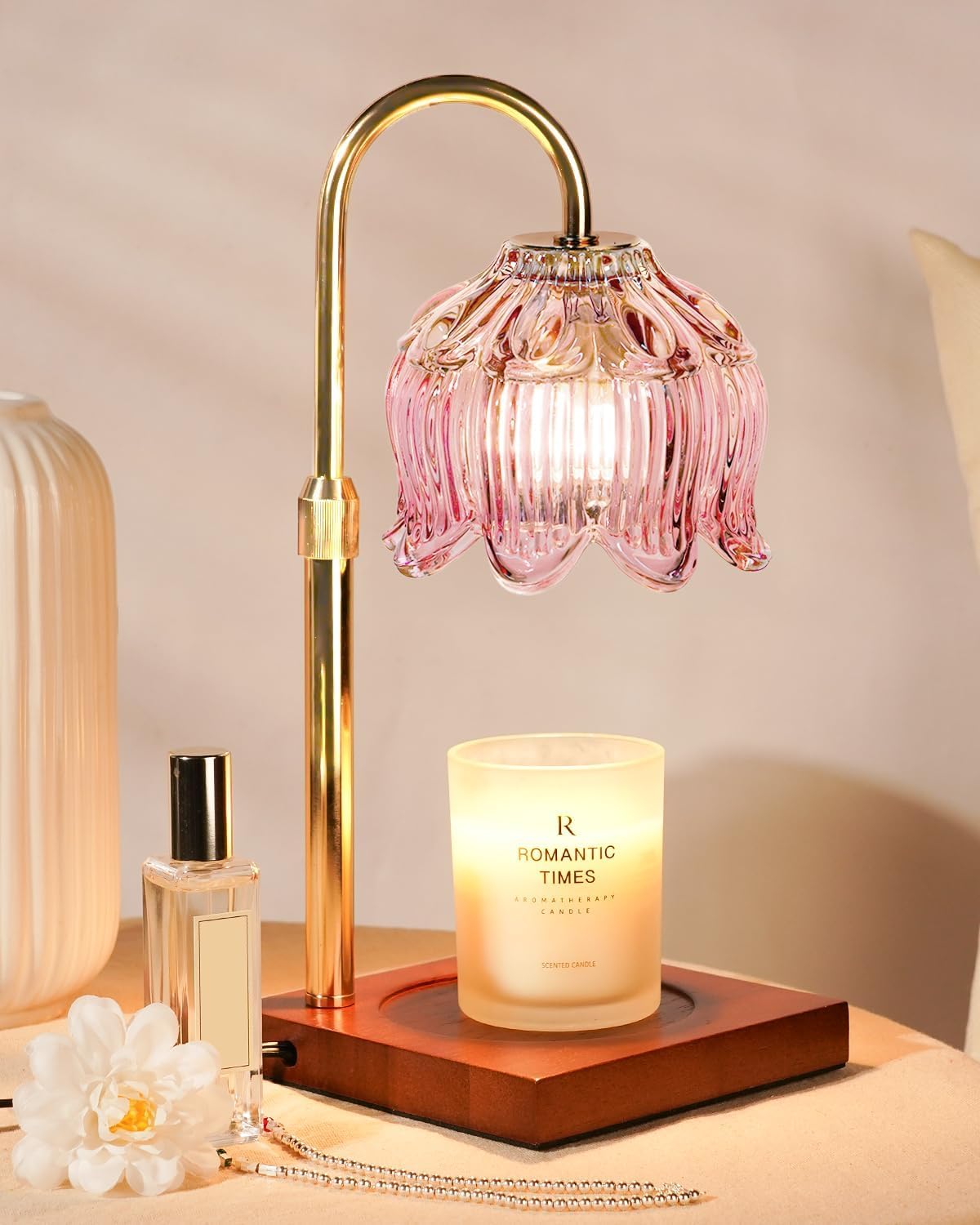 Pink Candle Warmer Lamp with Timer & Dimmer I4584
