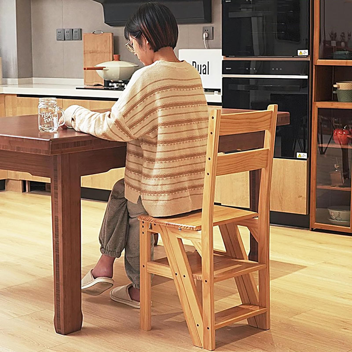 Solid Wood Folding Ladder Chair W423095