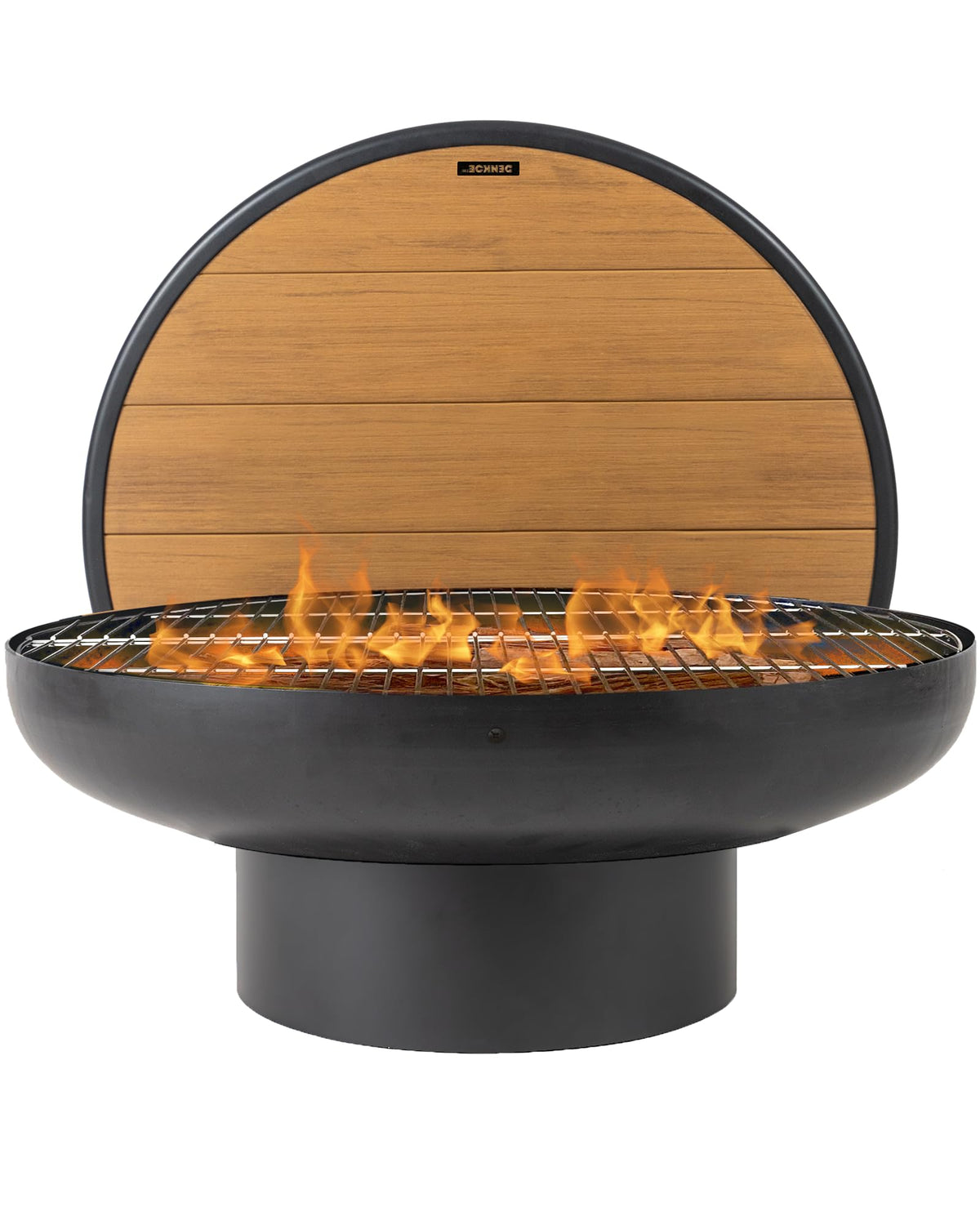 32 Inch Round Wood Burning Fire Pit Table with Grill W23037