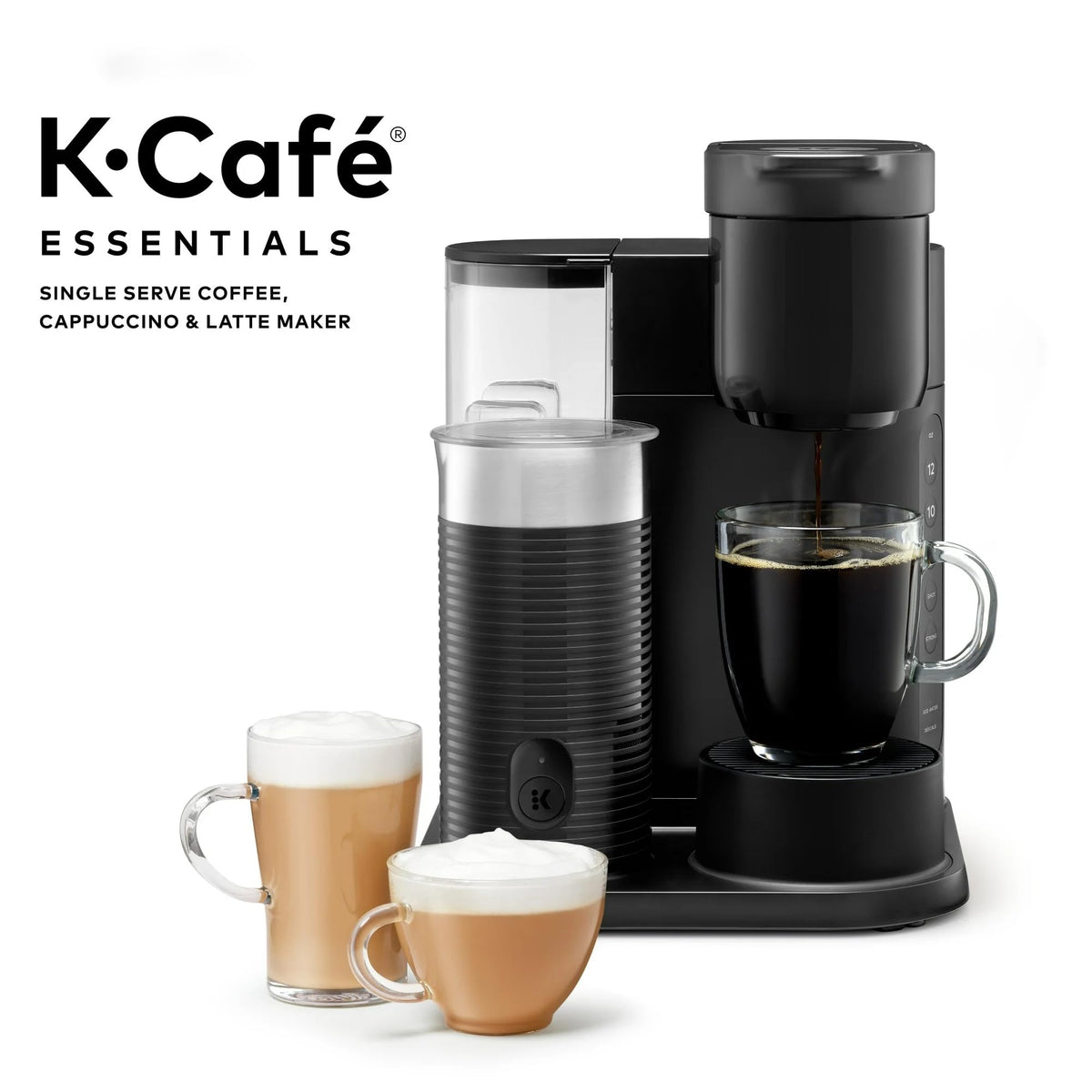 Black Single Serve Coffee Maker with Milk Frother U72525
