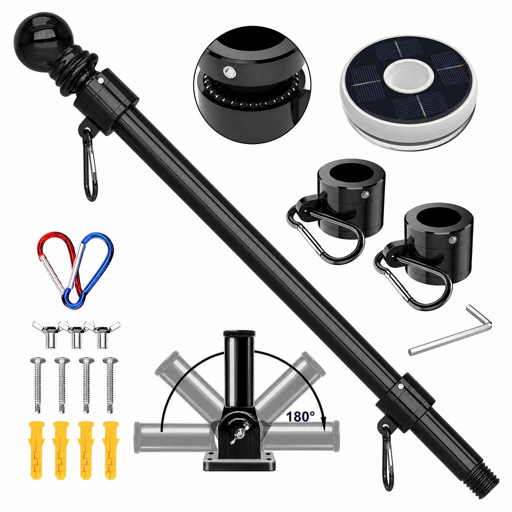 7FT Flag Pole Kit with Solar Light N846
