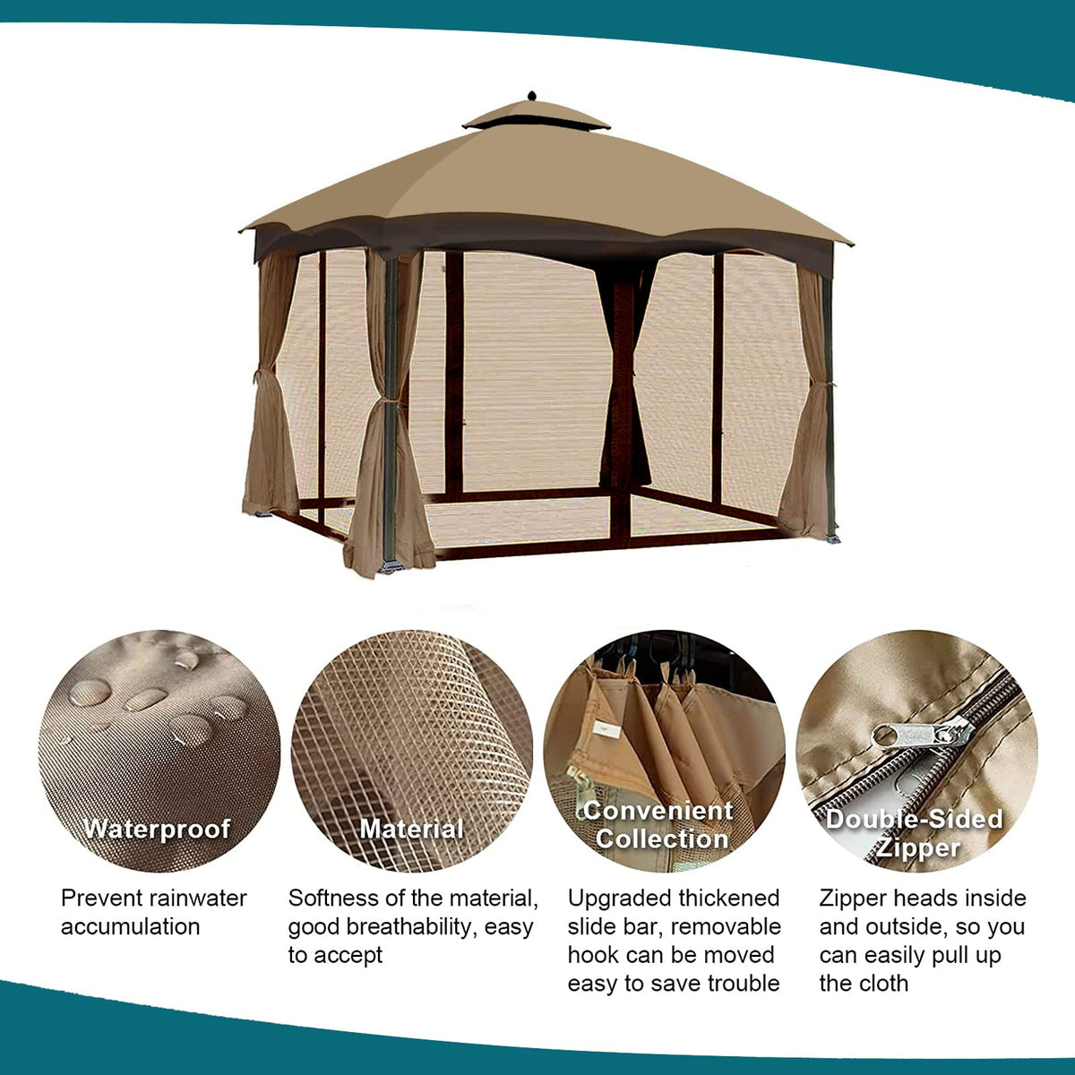 Brown 4-Panel Mosquito Netting V754577