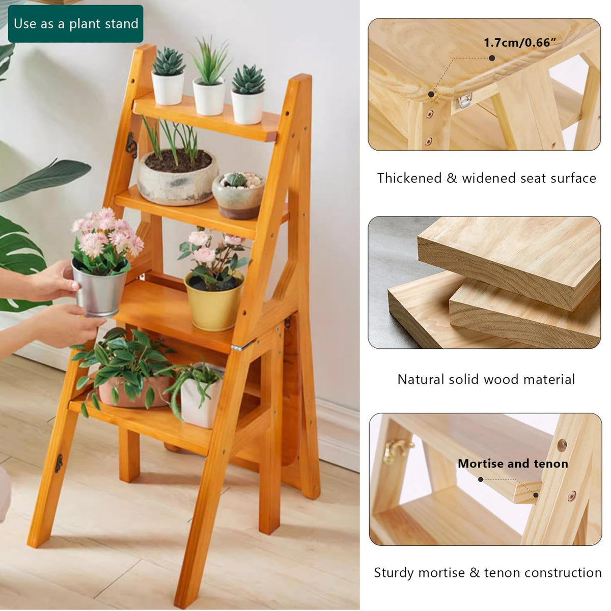 Solid Wood Folding Ladder Chair W423095