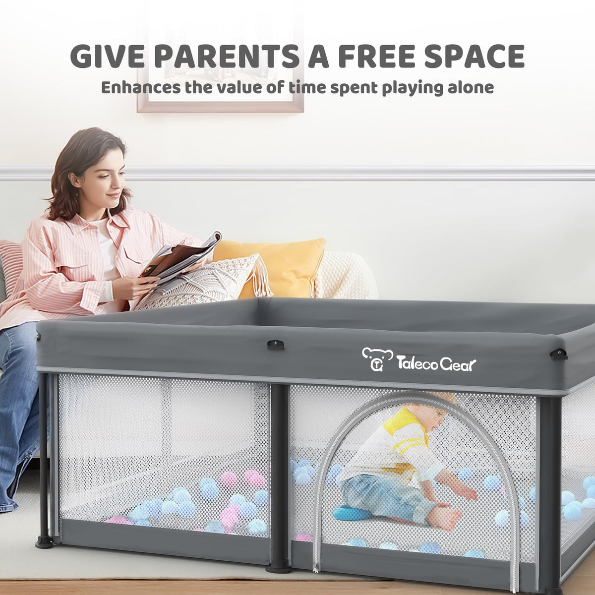 Foldable Baby Play Pen with Mat and Gate E292