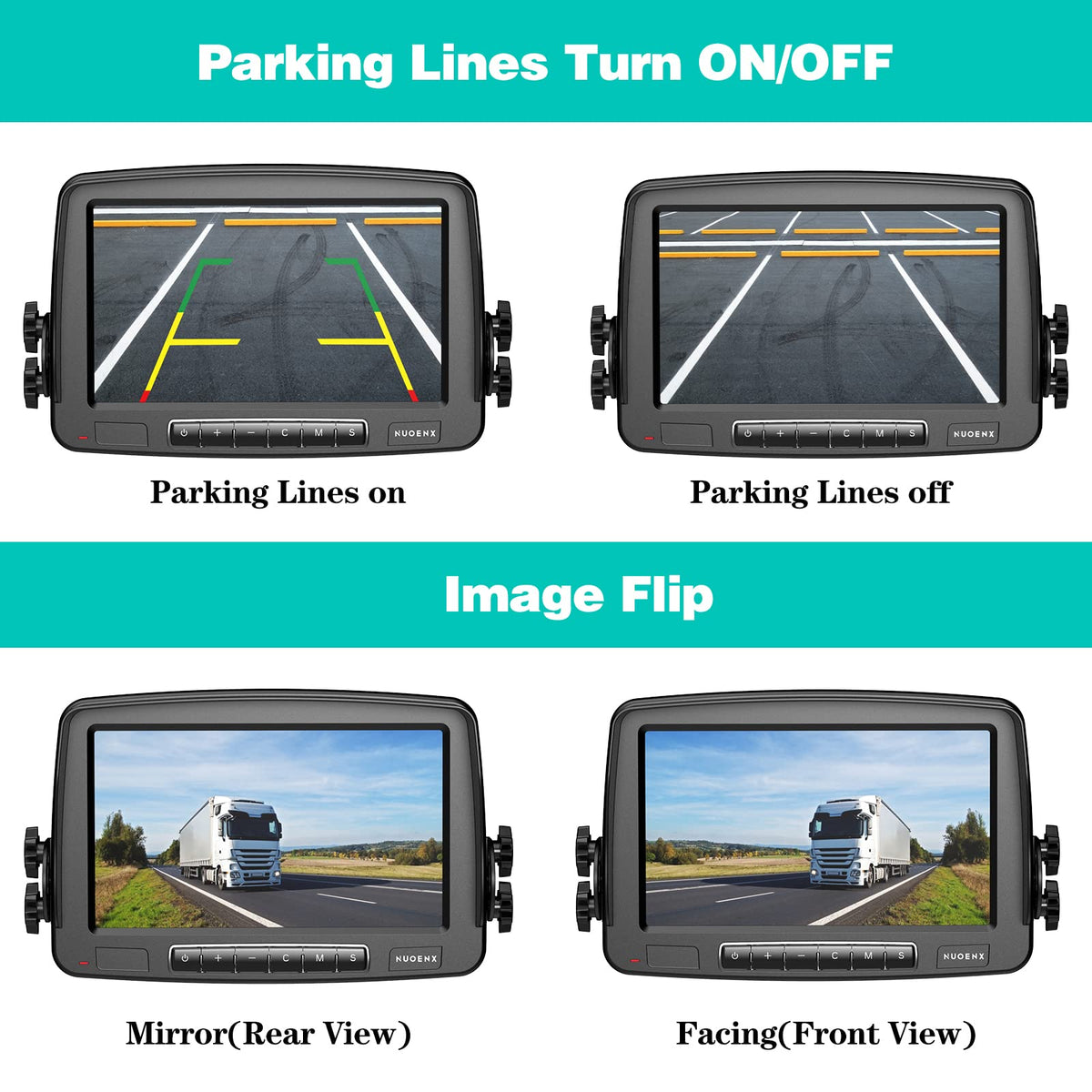 Wireless Backup Camera 7 Inch Monitor Rear View Camera System IP69 Waterproof Night Vision Y347