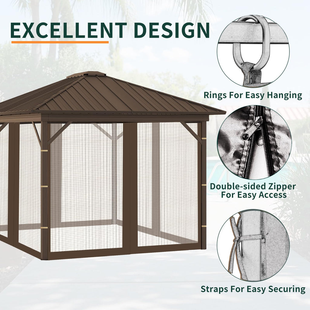 Replacement Gazebo Mosquito Netting 8x8x7 FT Brown V62390
