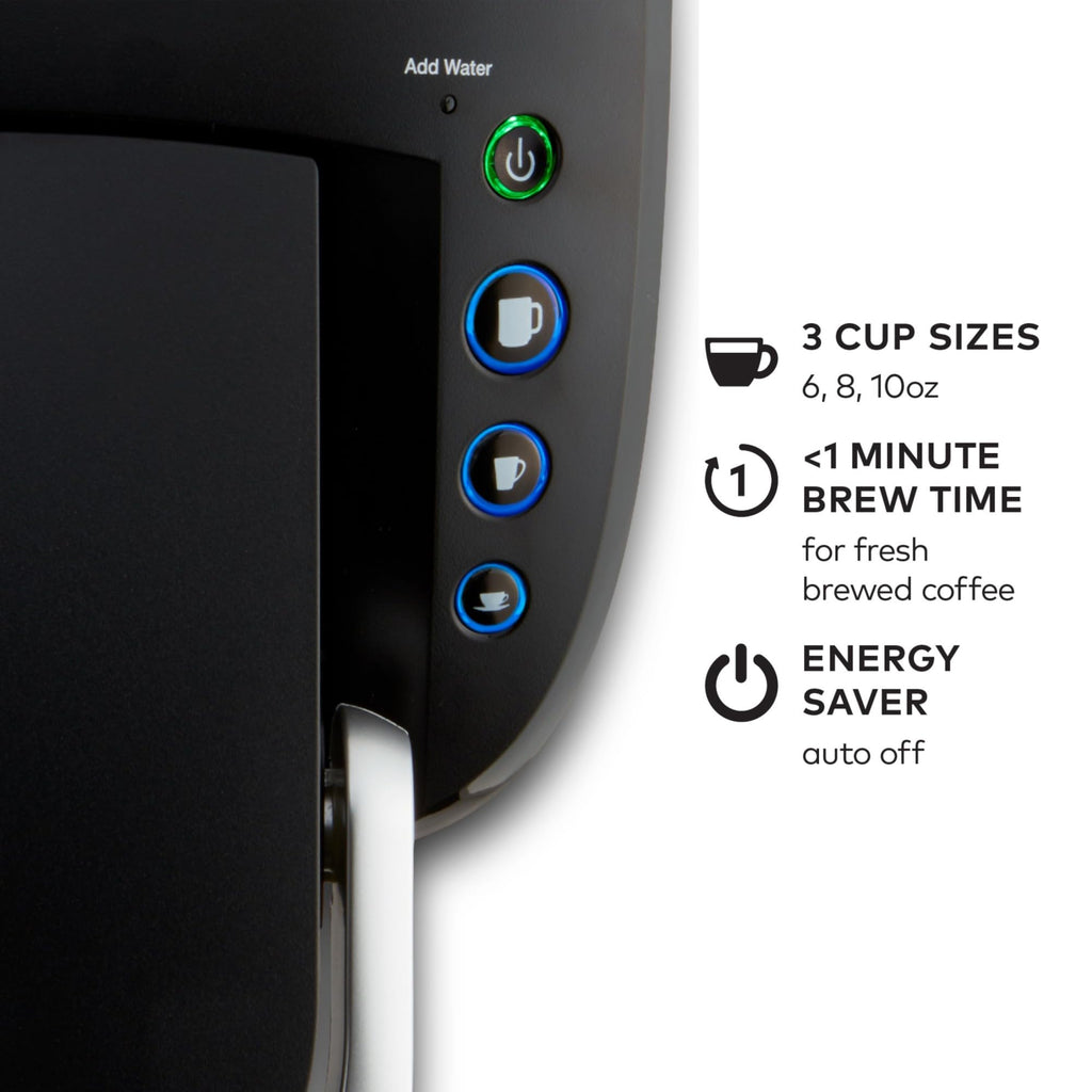 Black Single-Serve Coffee Maker with 3 Brew Sizes C49006