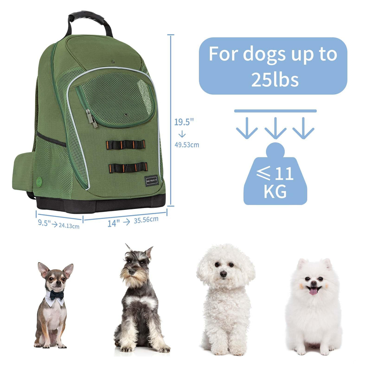 Green Pet Dog Carrier Backpack with Large Ventilations R22121