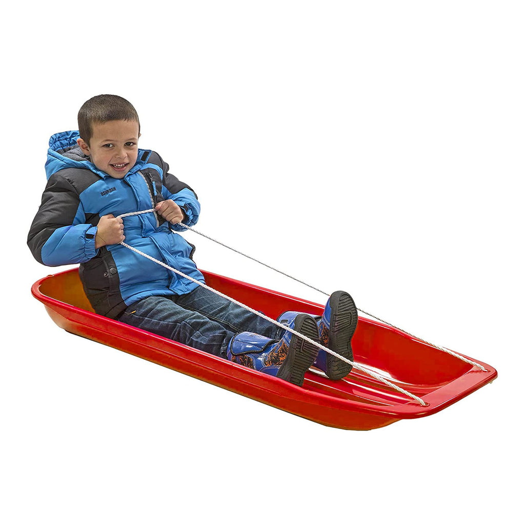 48 Inch Plastic Snow Toboggan Sled with Pull Rope D442216
