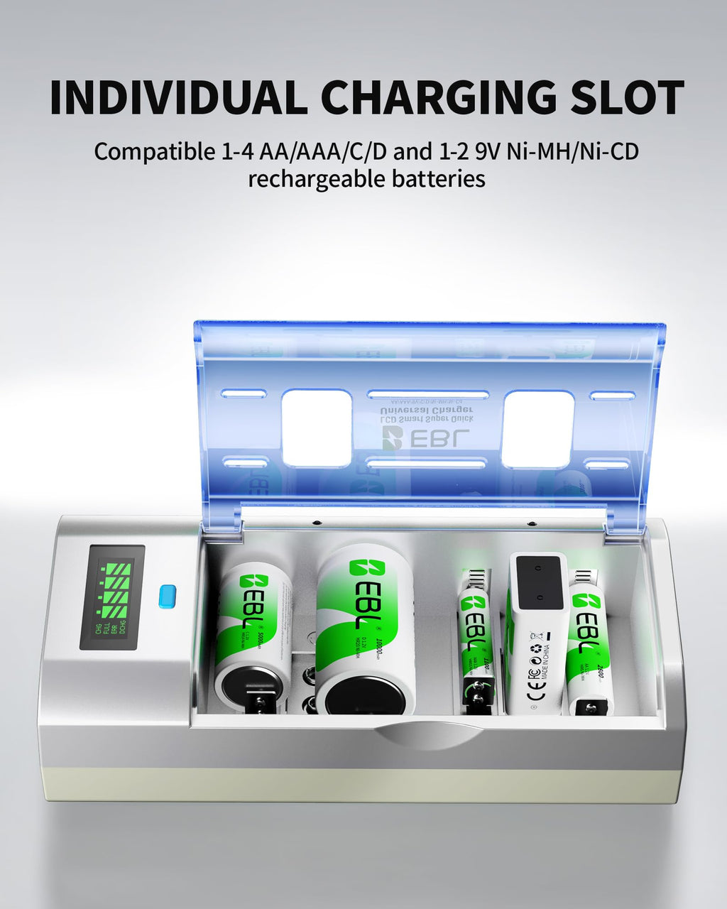 Rechargeable Batteries and Universal Battery Charger W408