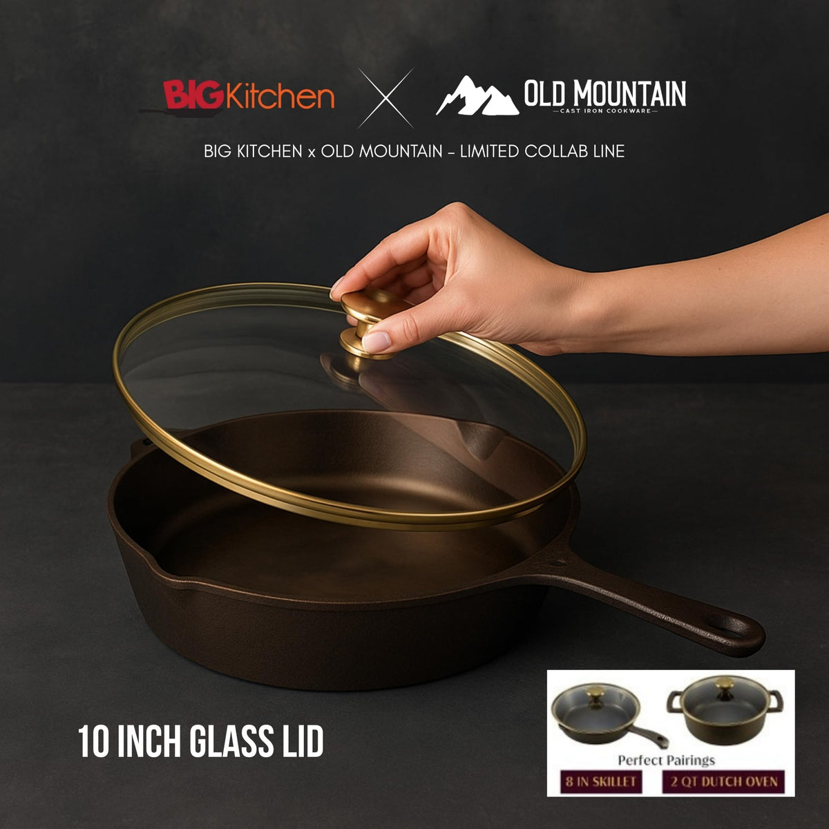 10" Tempered Glass Lid with Steam Vent & Stainless Steel Rim E693