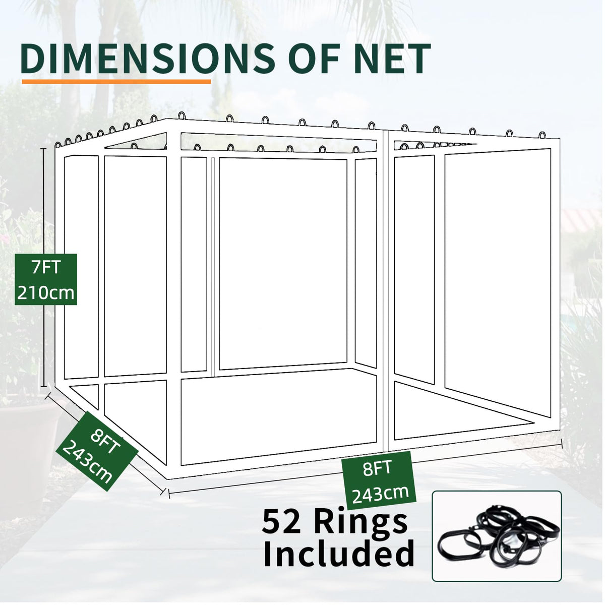 Replacement Gazebo Mosquito Netting 8x8x7 FT Brown V62390