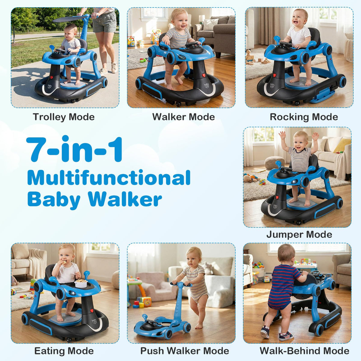 Foldable Adjustable Baby Walker with Wheels F7877