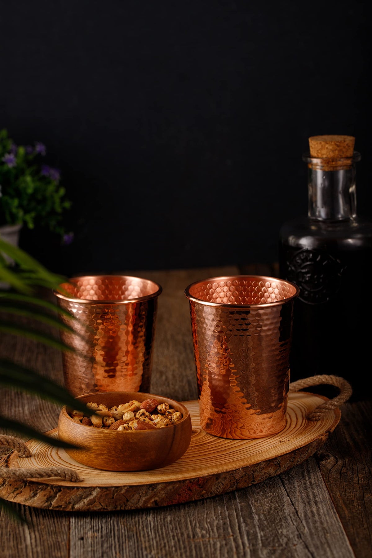 Set of 2 Hammered Copper Cups 18 Ounces S46003