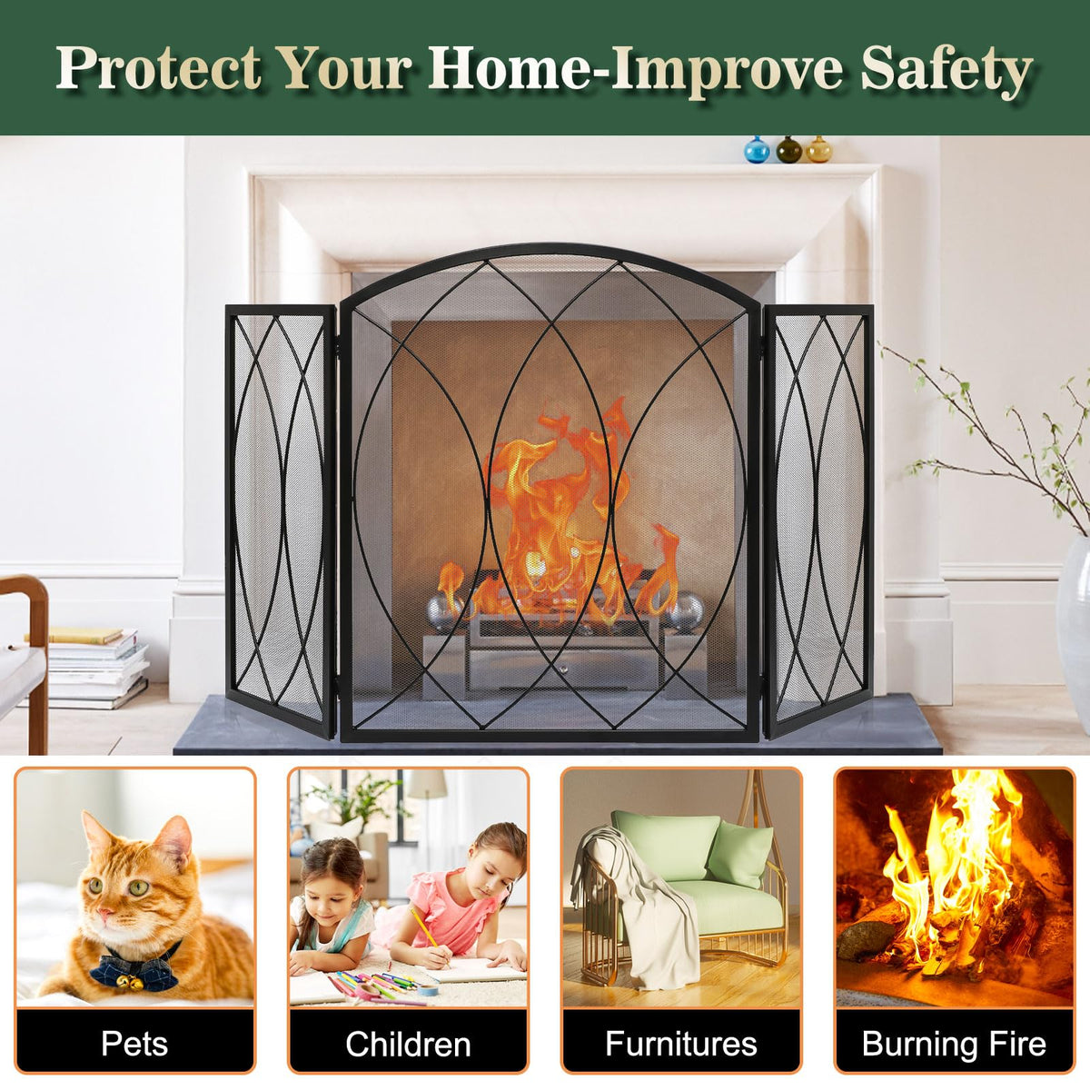 Wrought Iron Fireplace Screen T883