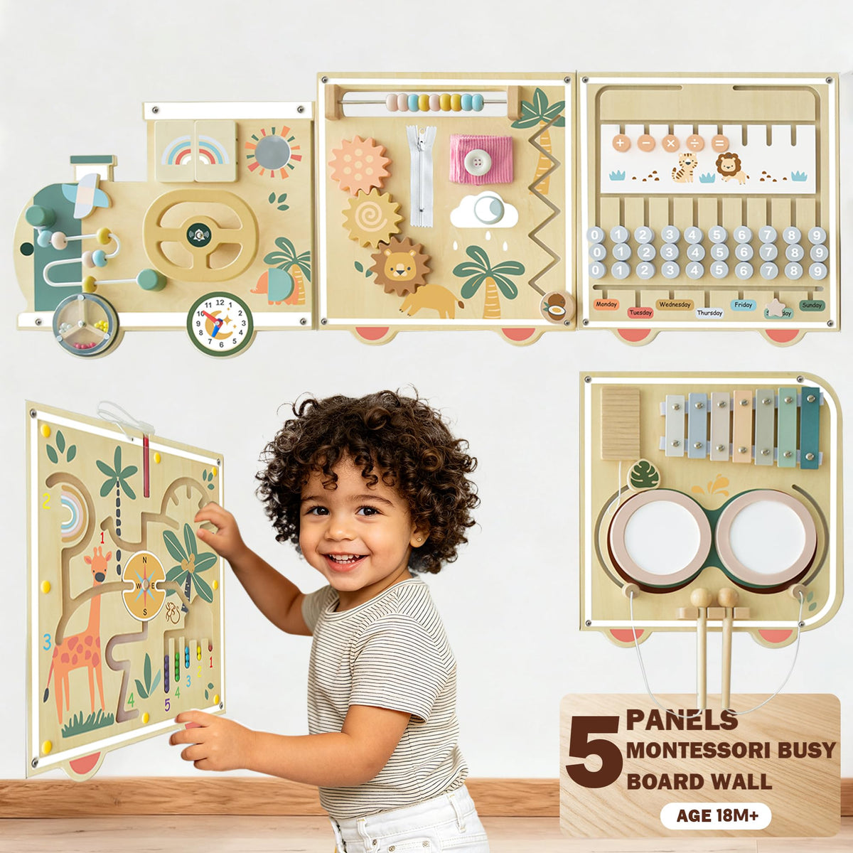 Montessori Wooden Activity Wall Board for Toddlers 18M+ P8393