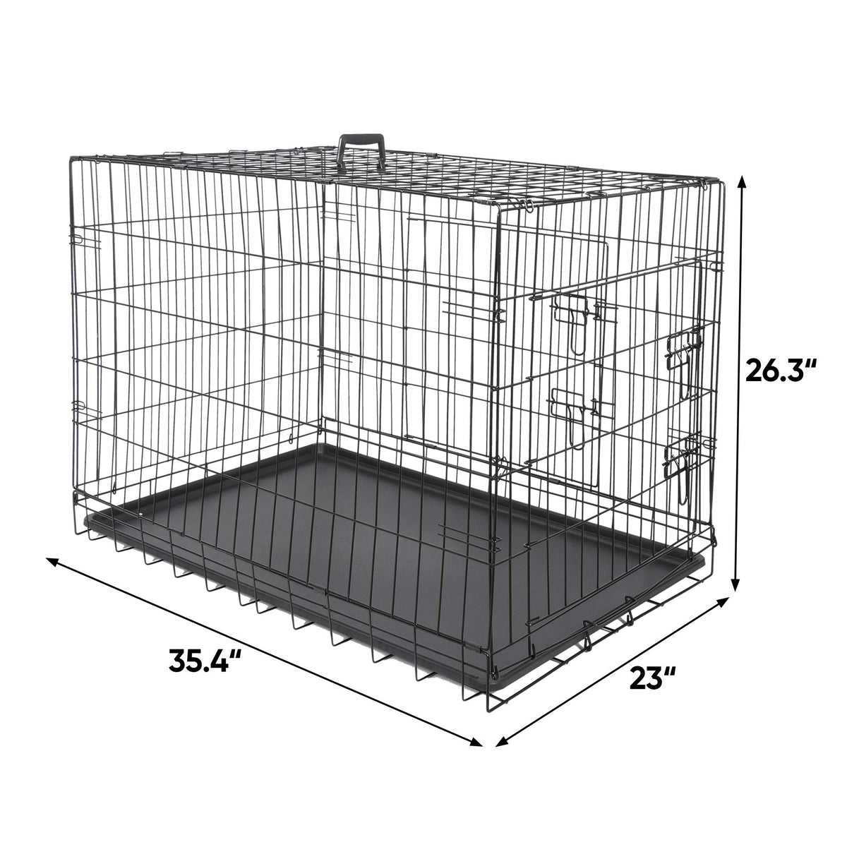42 Inch Folding Metal Dog Crate with Tray and Handle H54299