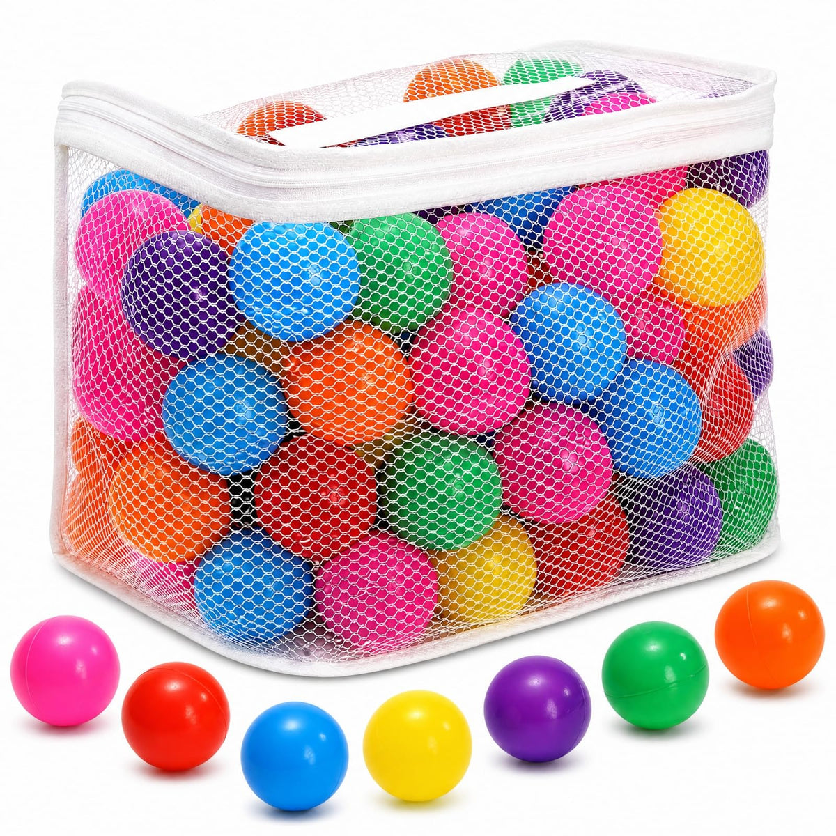 100 Pack 2 Inch Plastic Ball Pit Balls with Storage Bag K5972