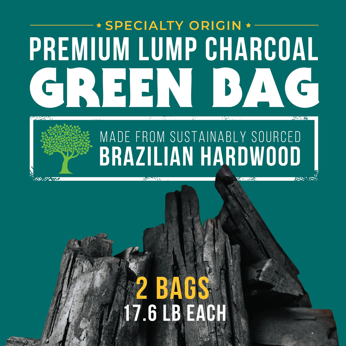 17.6 Pound Bag 2-Pack Hardwood Lump Charcoal M60154