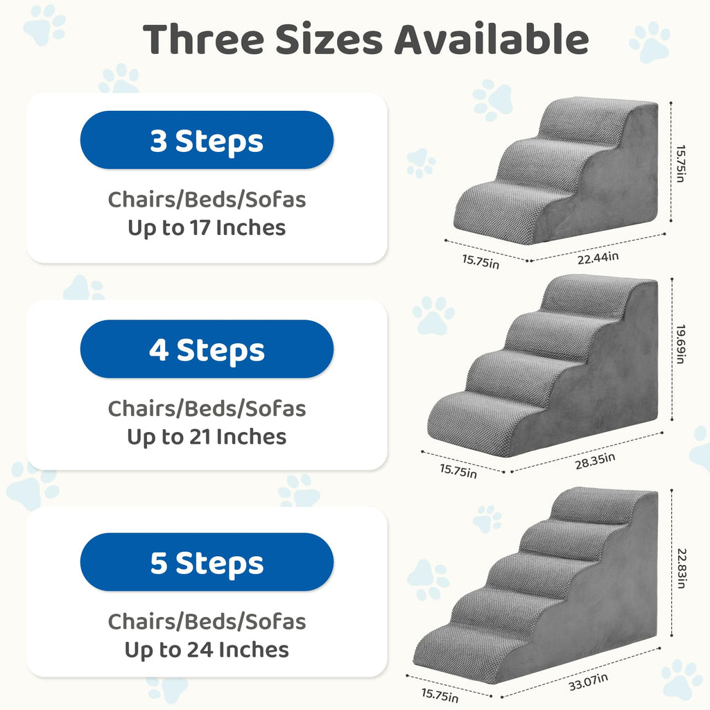 Grey 4-Step Curved Pet Dog Stairs T156