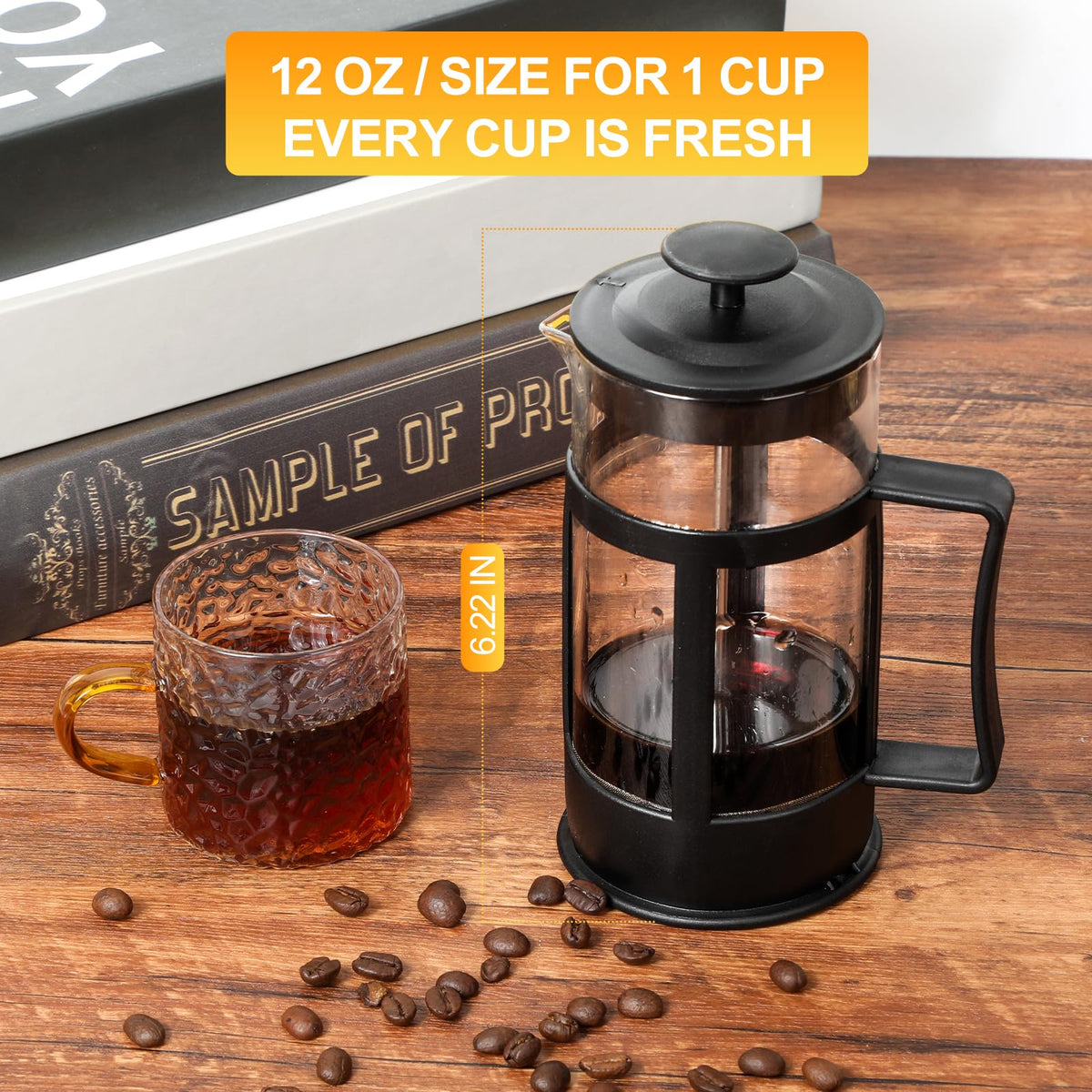 12OZ Glass Stainless Steel French Press Coffee Maker R149