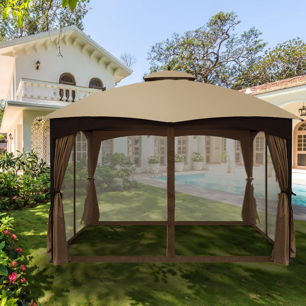 Brown 4-Panel Mosquito Netting V754577