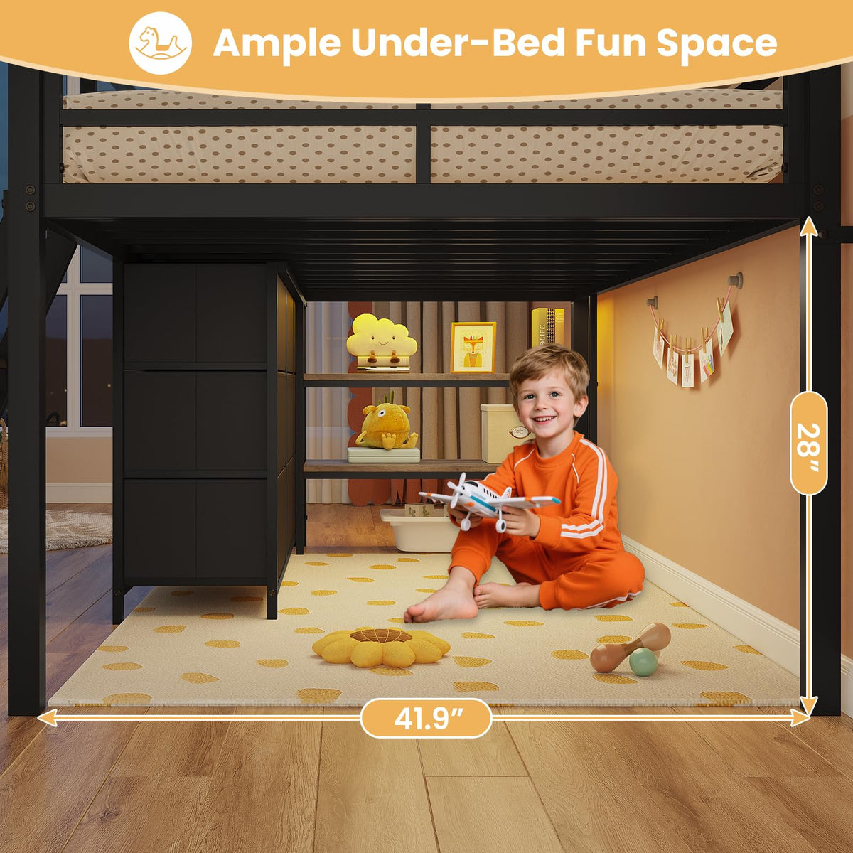 Twin Size Loft Bed with 9 Storage Drawers Z195017