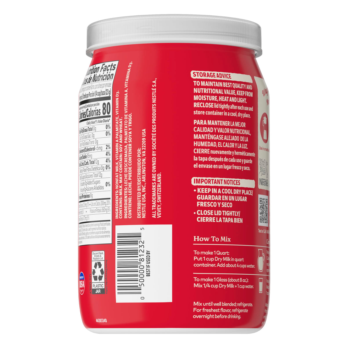 Instant Nonfat Dry Milk 6 Count 9.63 Ounce R191