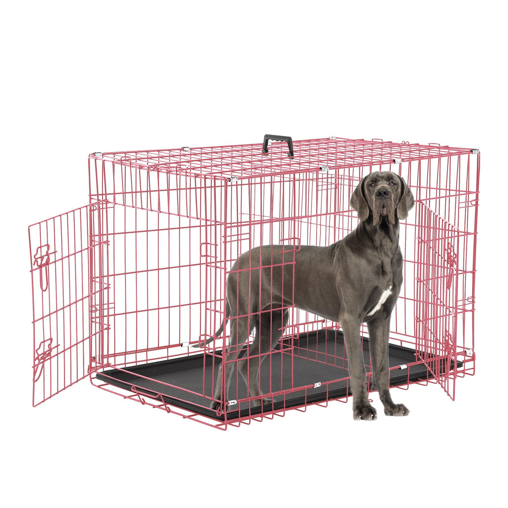 Foldable Double Door 48" Dog Crate with Leak-Proof Tray T9862