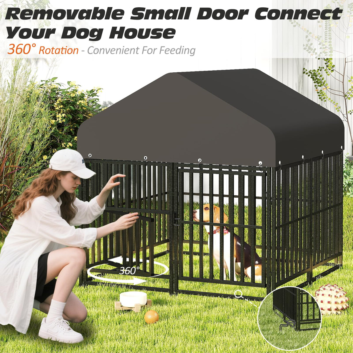 Small Dog Kennel Outdoor Heavy Duty Welded Wire Steel Pet Enclosure F653
