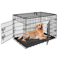 42 Inch Folding Metal Dog Crate with Tray and Handle H54299