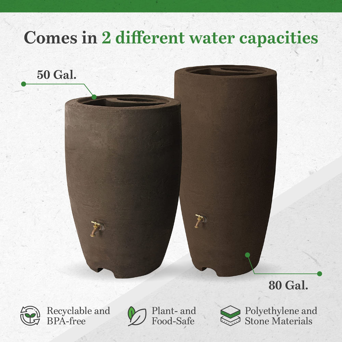50 Gallon Plastic Rain Barrel 2 Pack V274