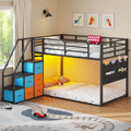 Twin Over Twin Bunk Bed with Storage Staircase & 6 Drawers H572