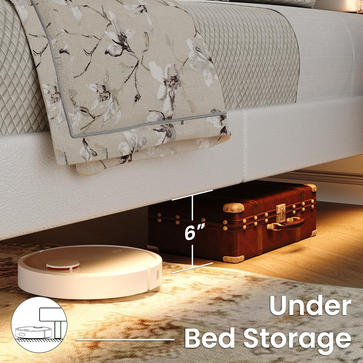 Full Floating Bed Frame with LED Lights T5205