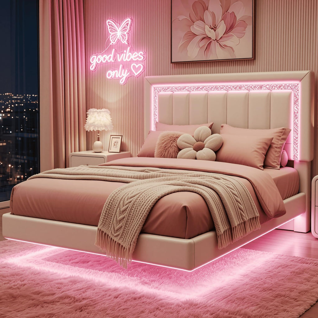 Full Floating Bed Frame with LED Lights T5205