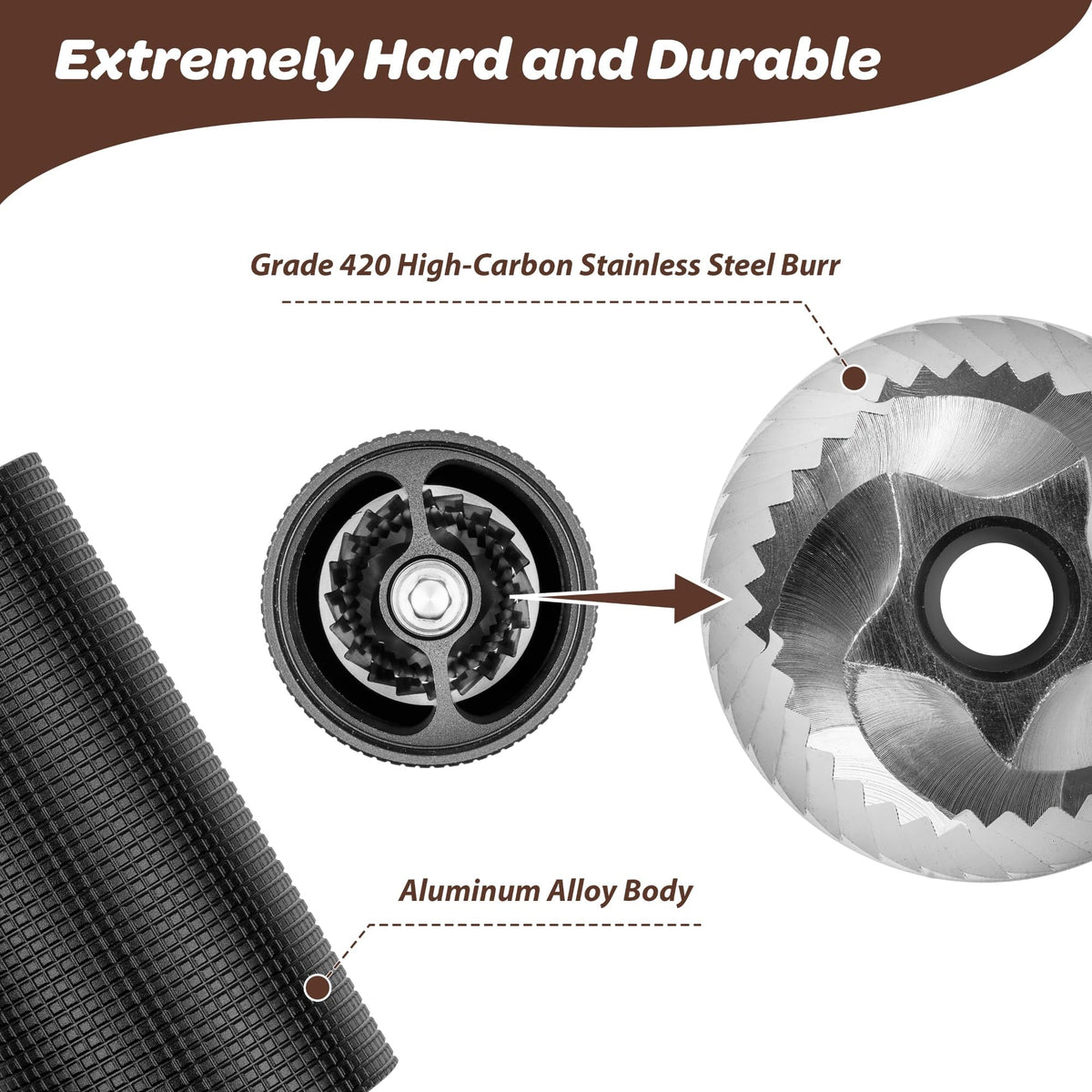 Manual Hand Crank Stainless Steel Conical Burr Coffee Grinder X66313