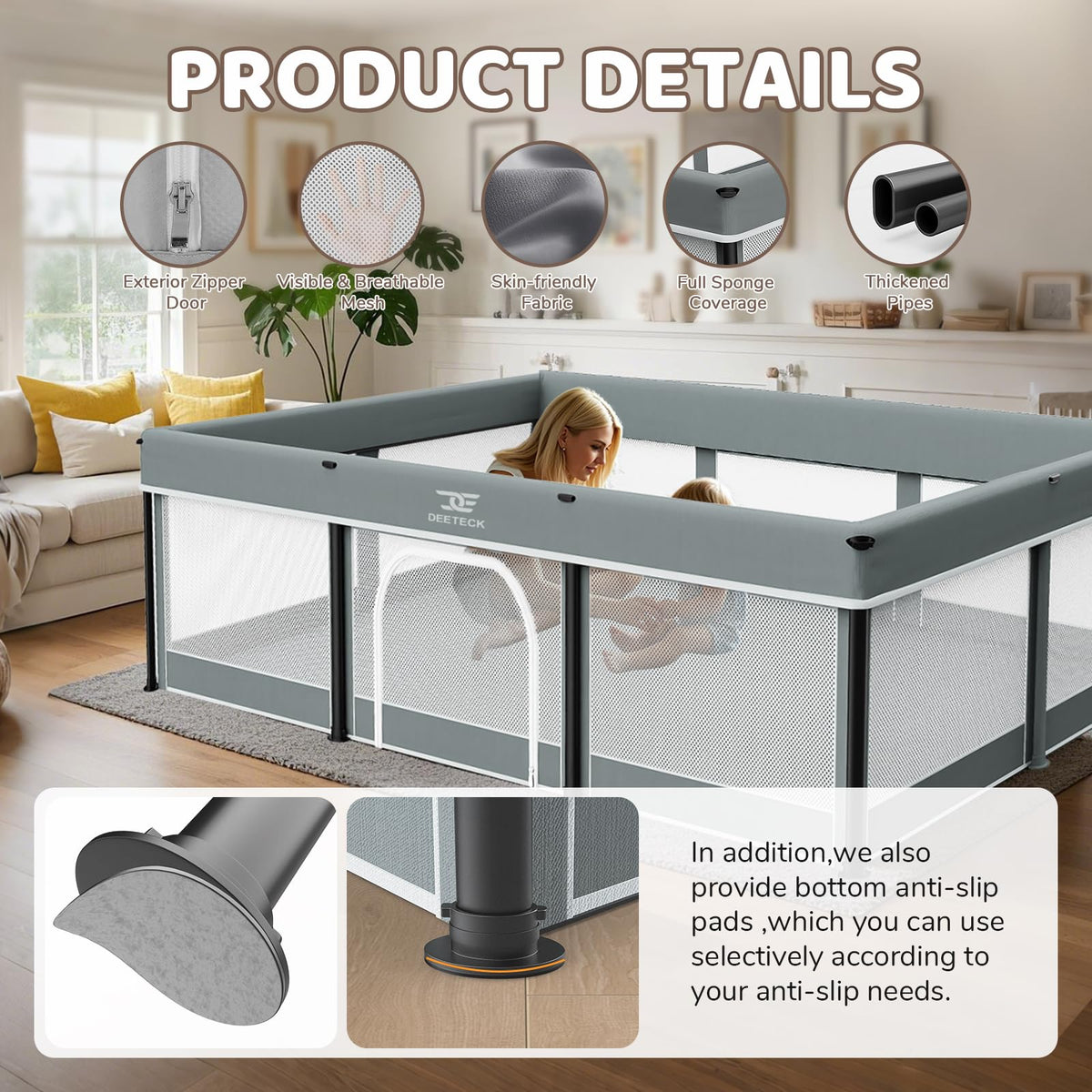 Foldable Baby Playpen with Mat M1251