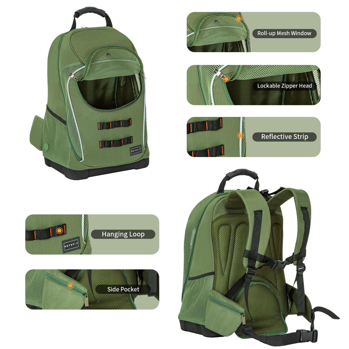 Green Pet Dog Carrier Backpack with Large Ventilations R22121
