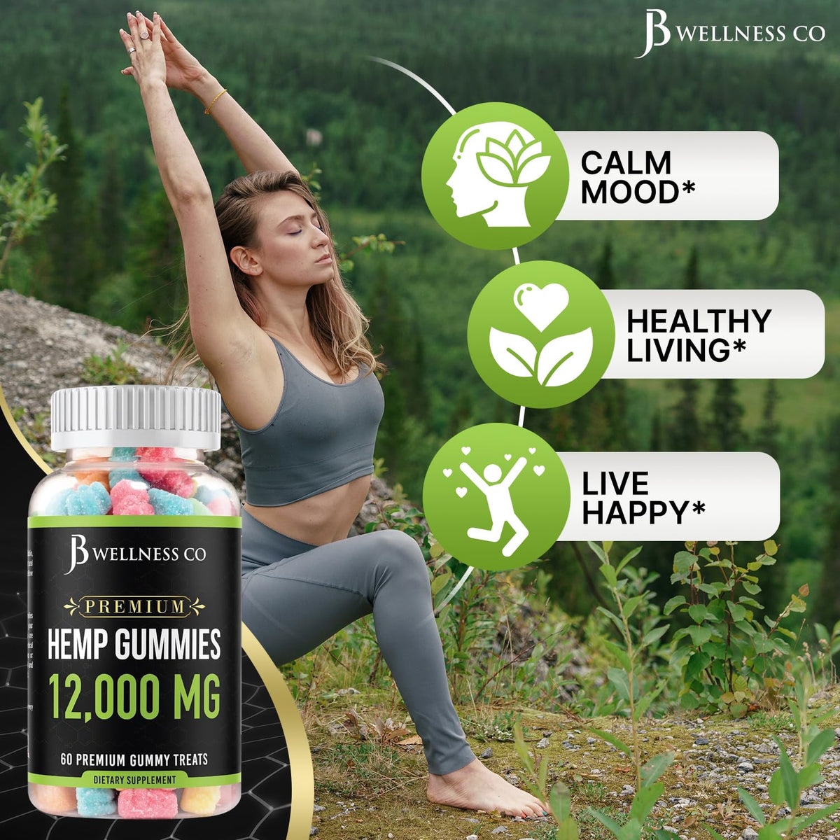 Hemp Gummies 12,000 Vitamins & Omega 3,6,9 120 Count J157