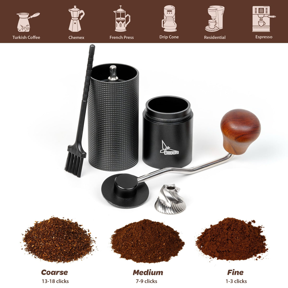 Manual Hand Crank Stainless Steel Conical Burr Coffee Grinder X66313