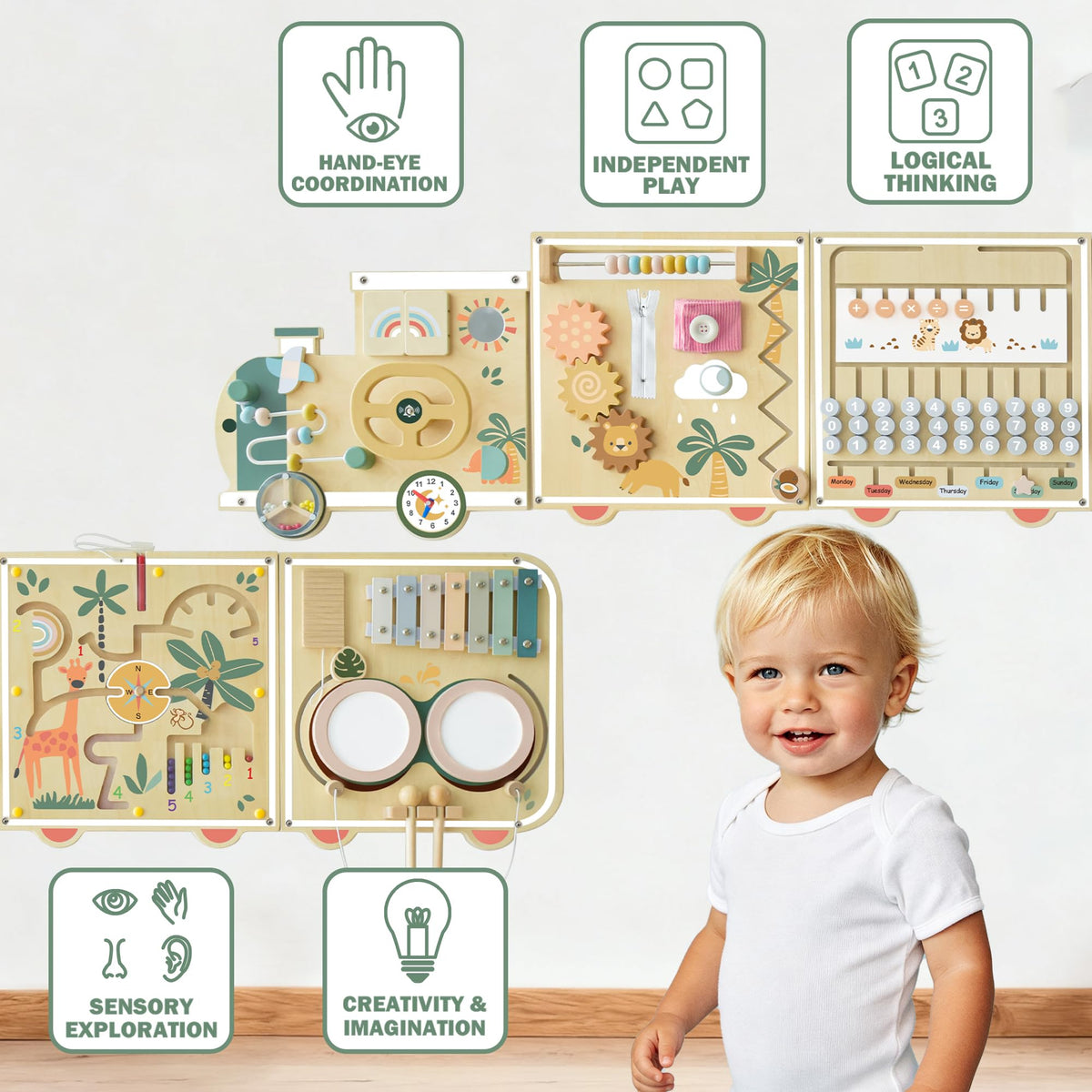Montessori Wooden Activity Wall Board for Toddlers 18M+ P8393