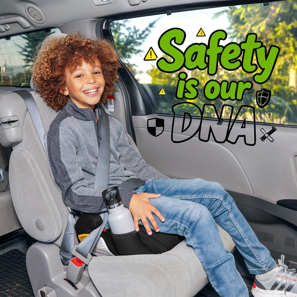 Black Backless Booster Car Seats, Pack of 2 E1228