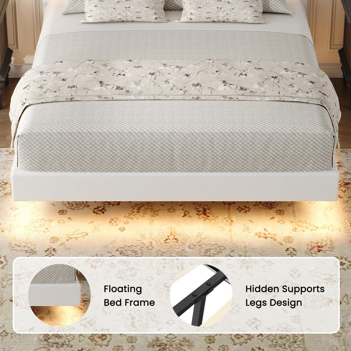Full Floating Bed Frame with LED Lights T5205