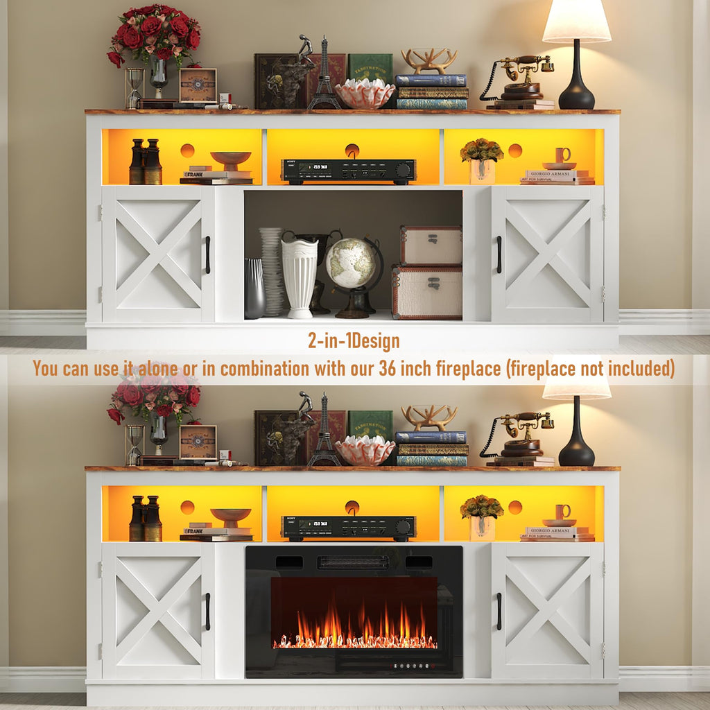 Farmhouse TV Stand for 70/75/80 Inch TV, White S689776
