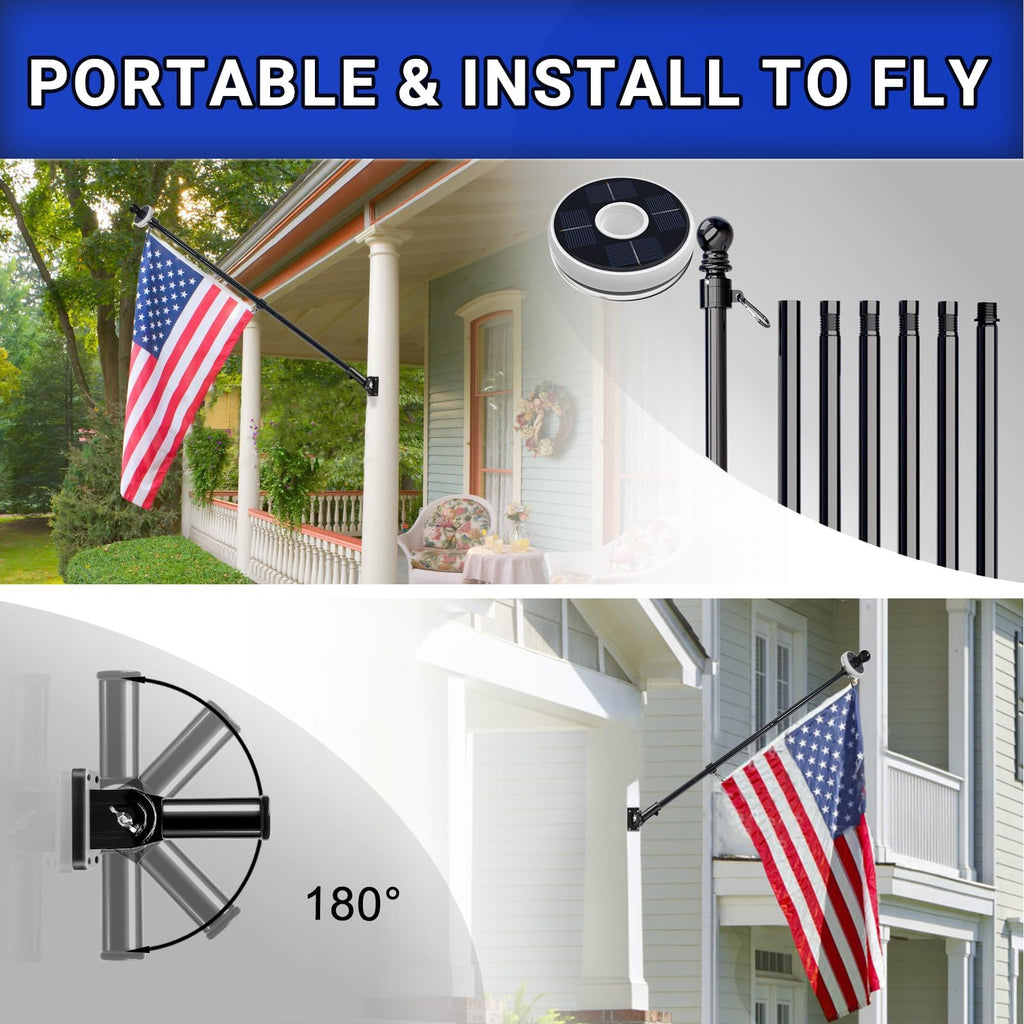 7FT Flag Pole Kit with Solar Light N846